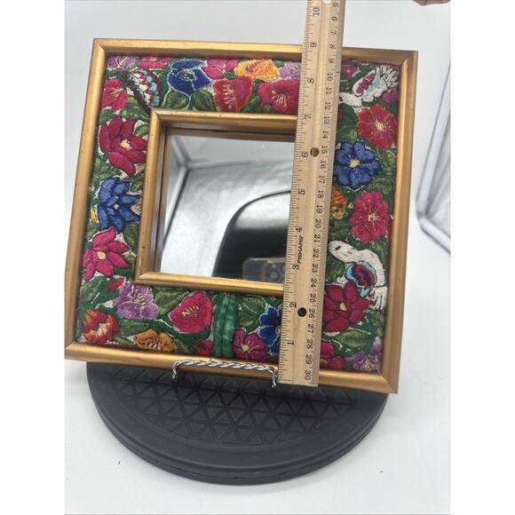 Vintage Mid Century Needlepoint Floral Birds Mirror Embroidery - Picture 3 of 8